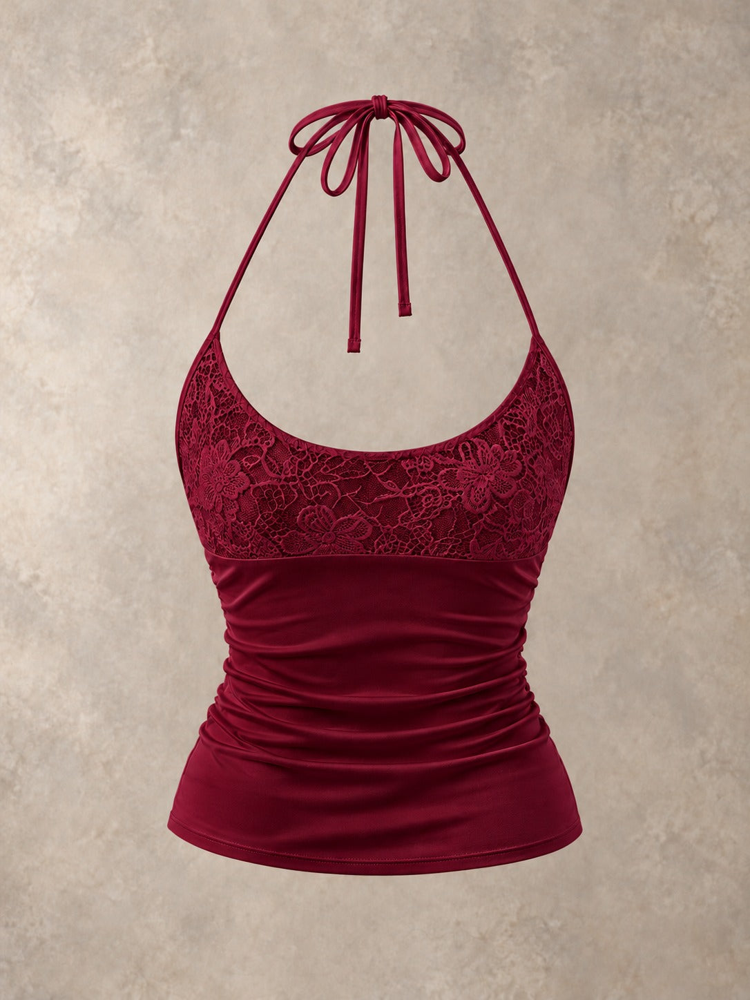 Lace Trim Cami Top in Burgundy, product only