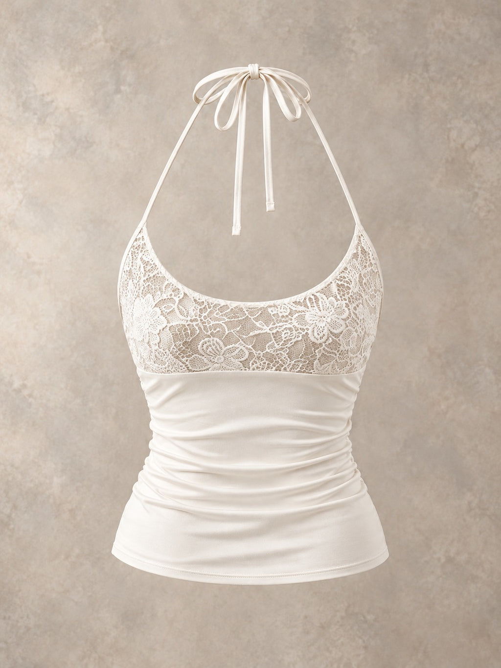 Lace Trim Cami Top in White, product only