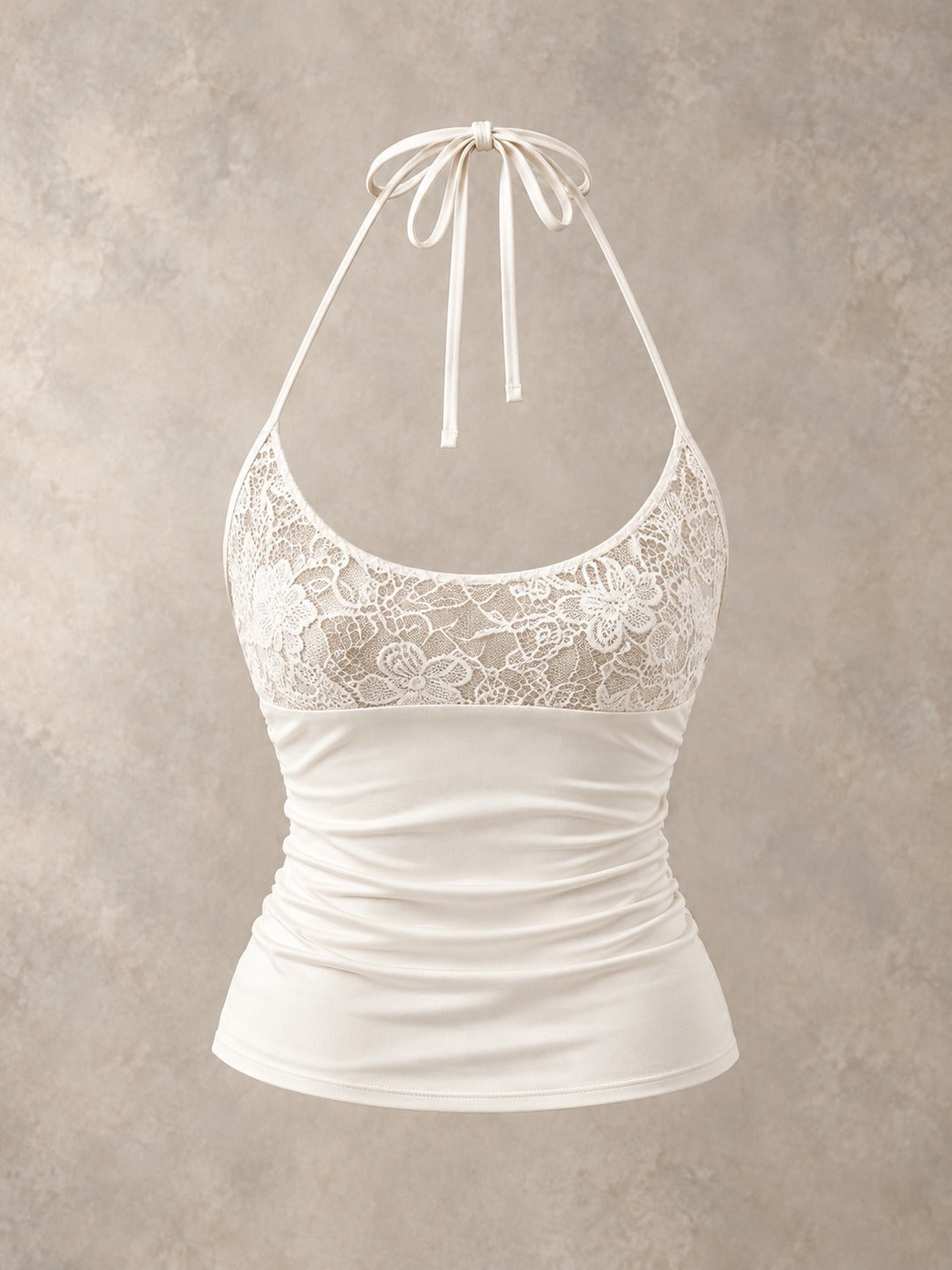 Lace Trim Cami Top in White, product only