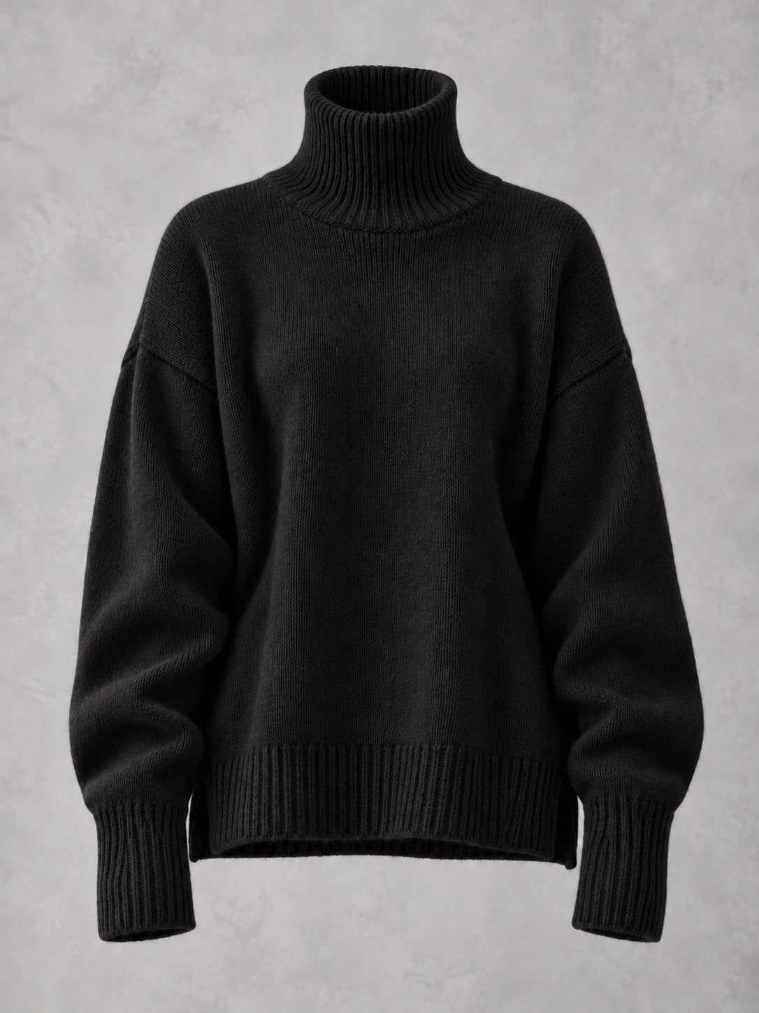Slouchy Turtleneck Sweater in Black, product only