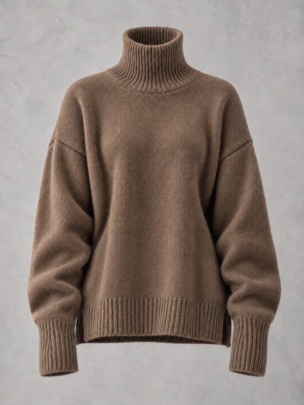Slouchy Turtleneck Sweater in Brown, product only