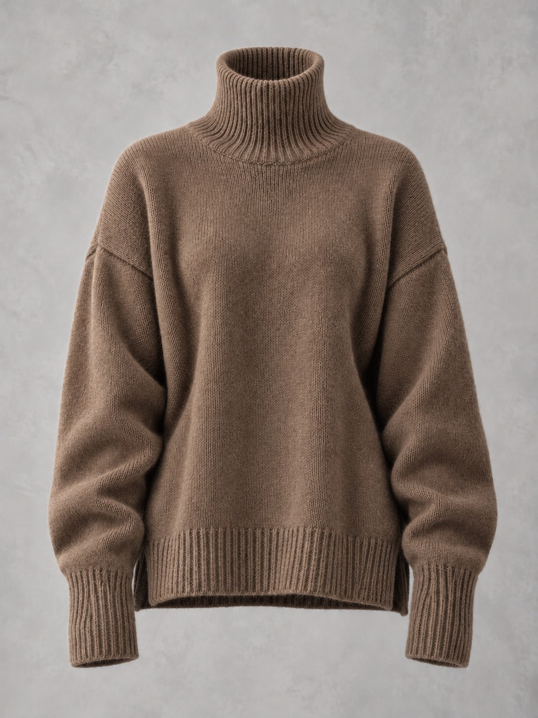 Slouchy Turtleneck Sweater in Brown, product only