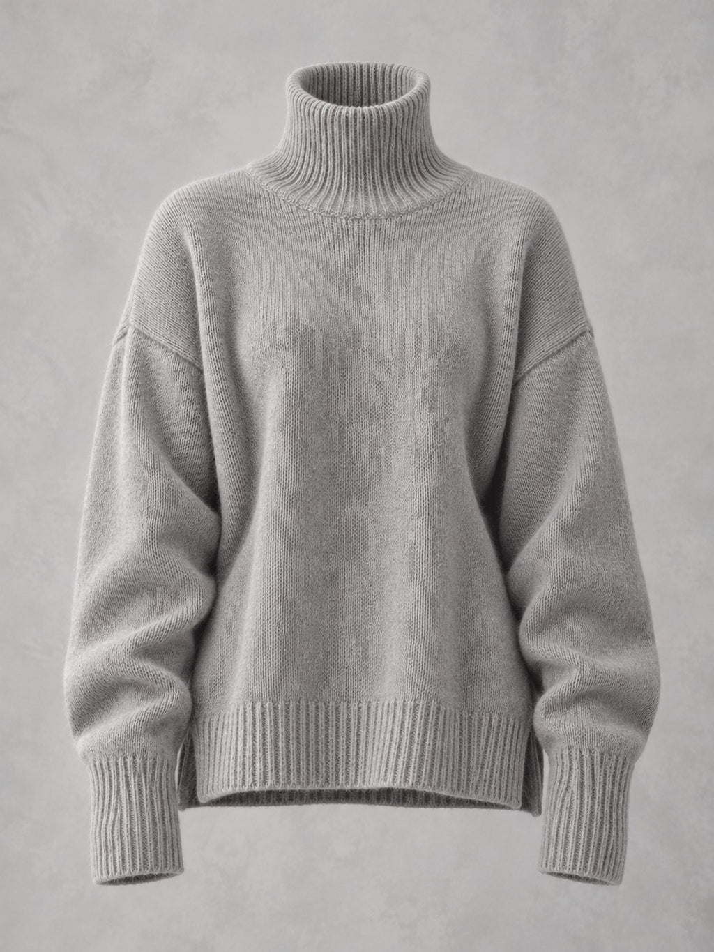 Slouchy Turtleneck Sweater in Light Gray, product only