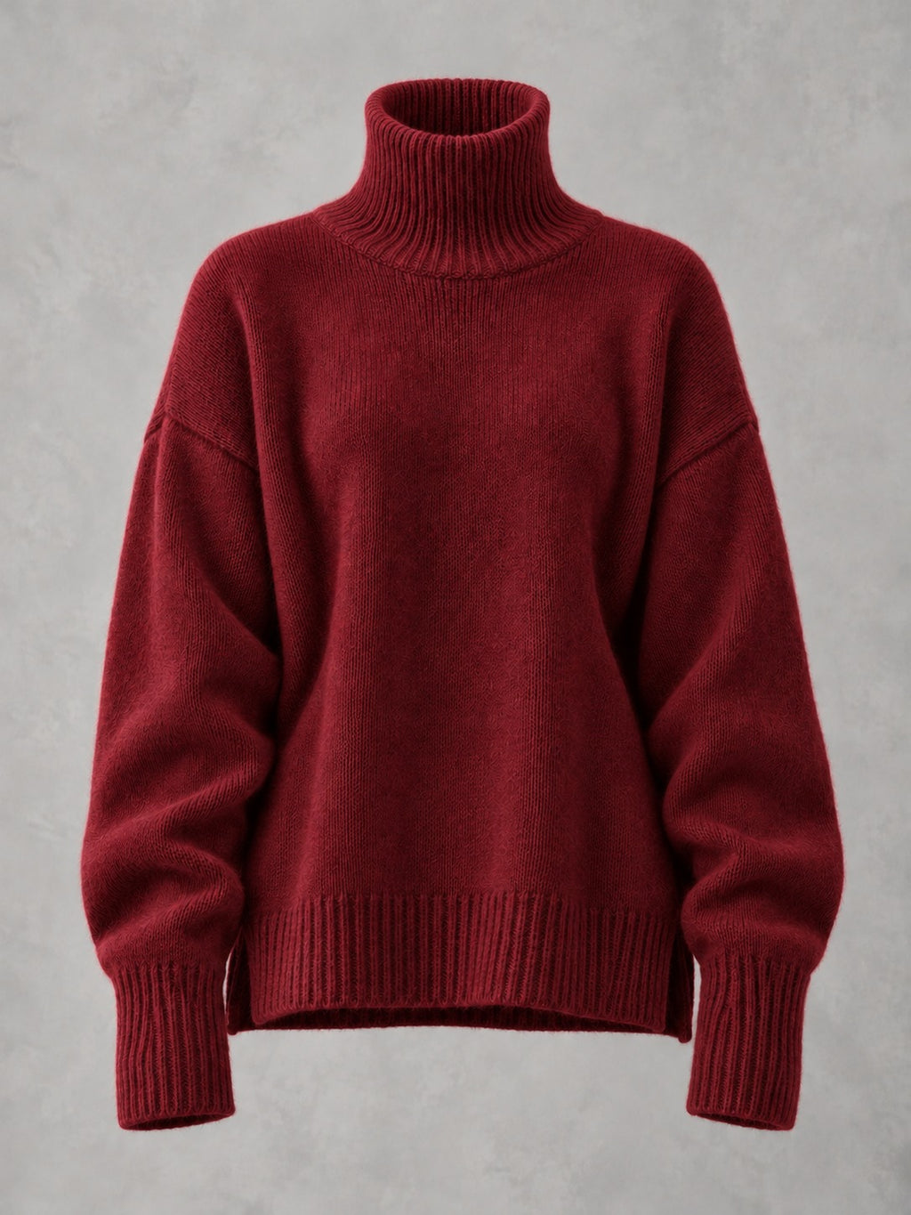Slouchy Turtleneck Sweater in Red, product only