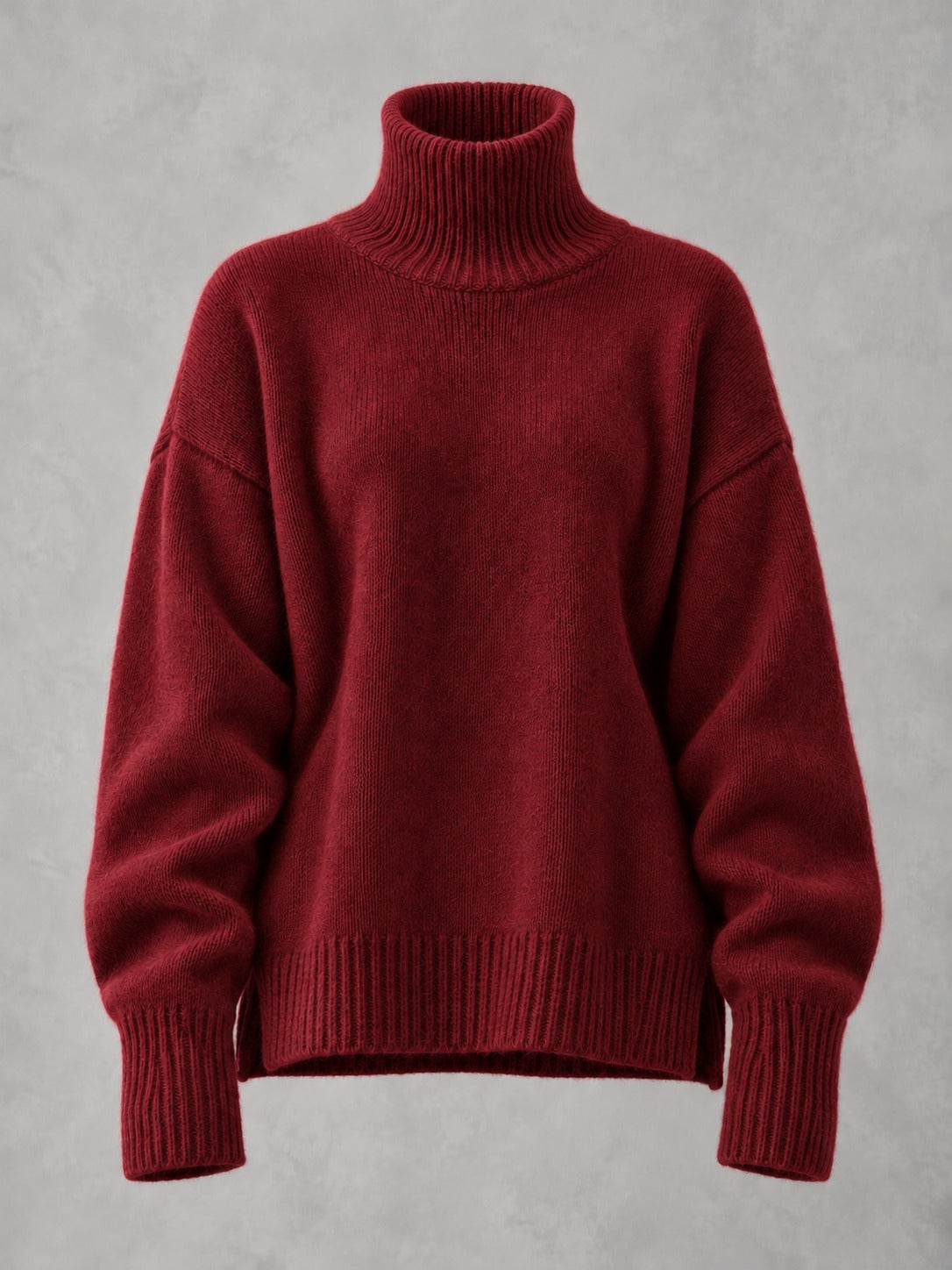 Slouchy Turtleneck Sweater in Red, product only