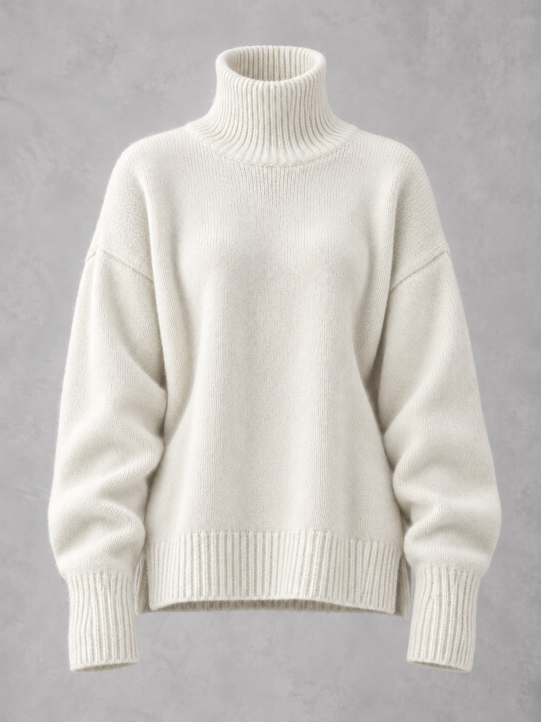 Slouchy Turtleneck Sweater in White, product only