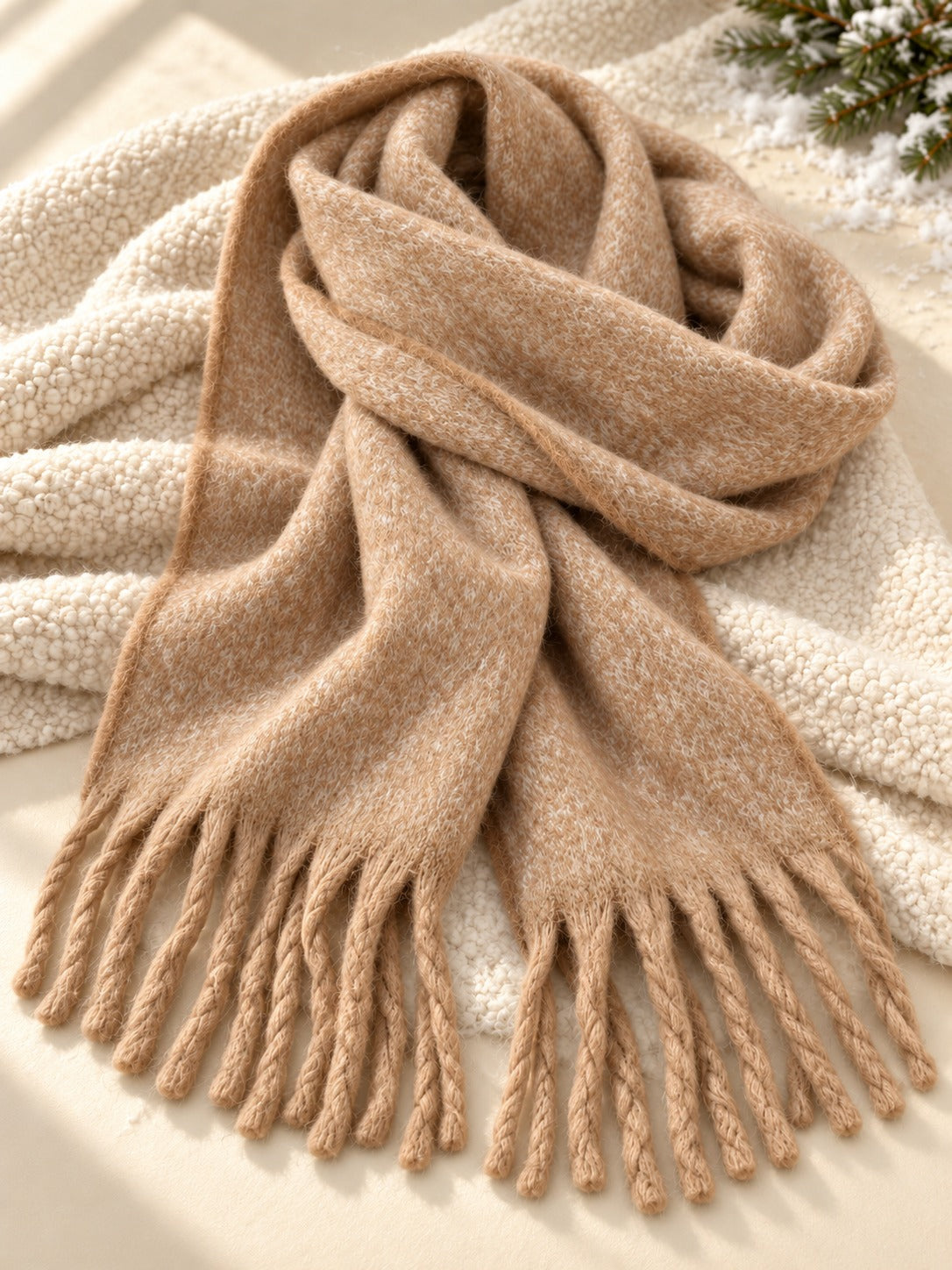 Extra-Long Brushed Scarf in Camel, product only