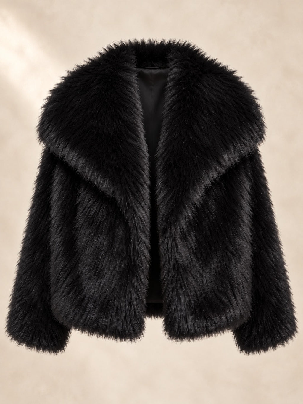Cropped Faux Fur Jacket in Black, product only