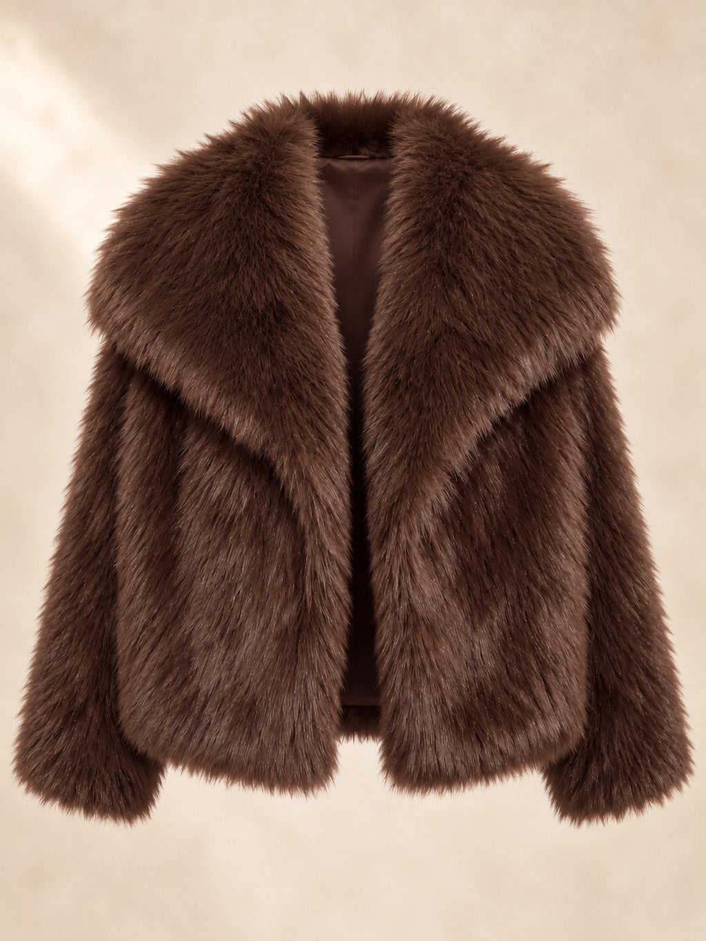 Cropped Faux Fur Jacket in Brown, product only