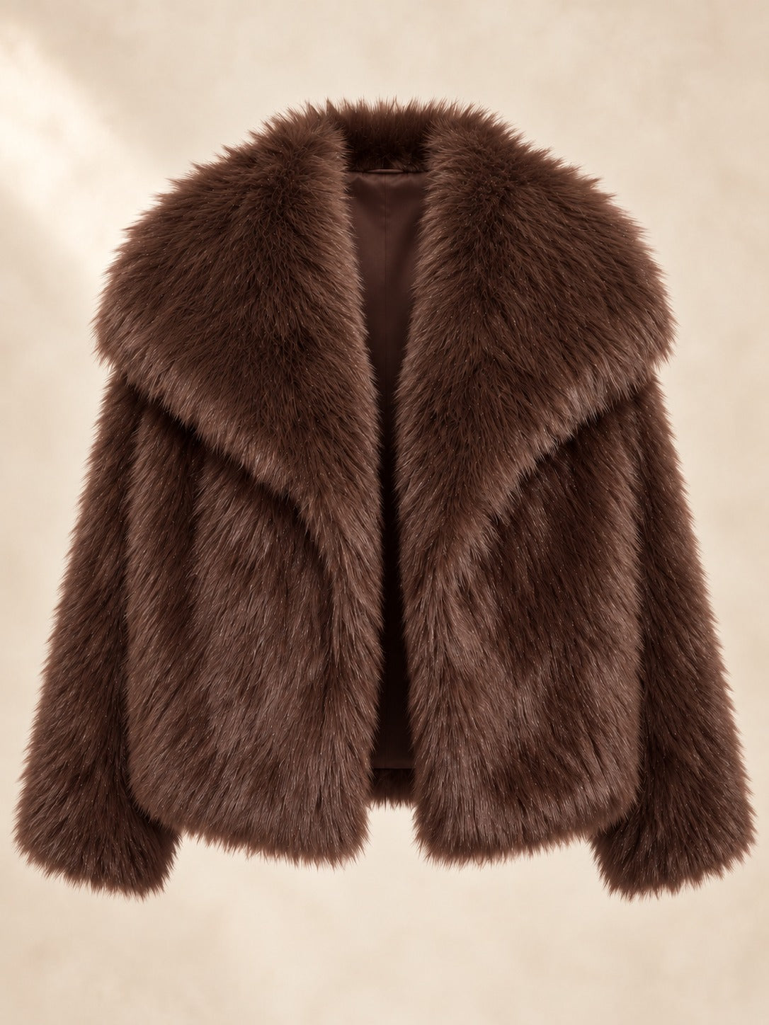 Cropped Faux Fur Jacket in Brown, product only
