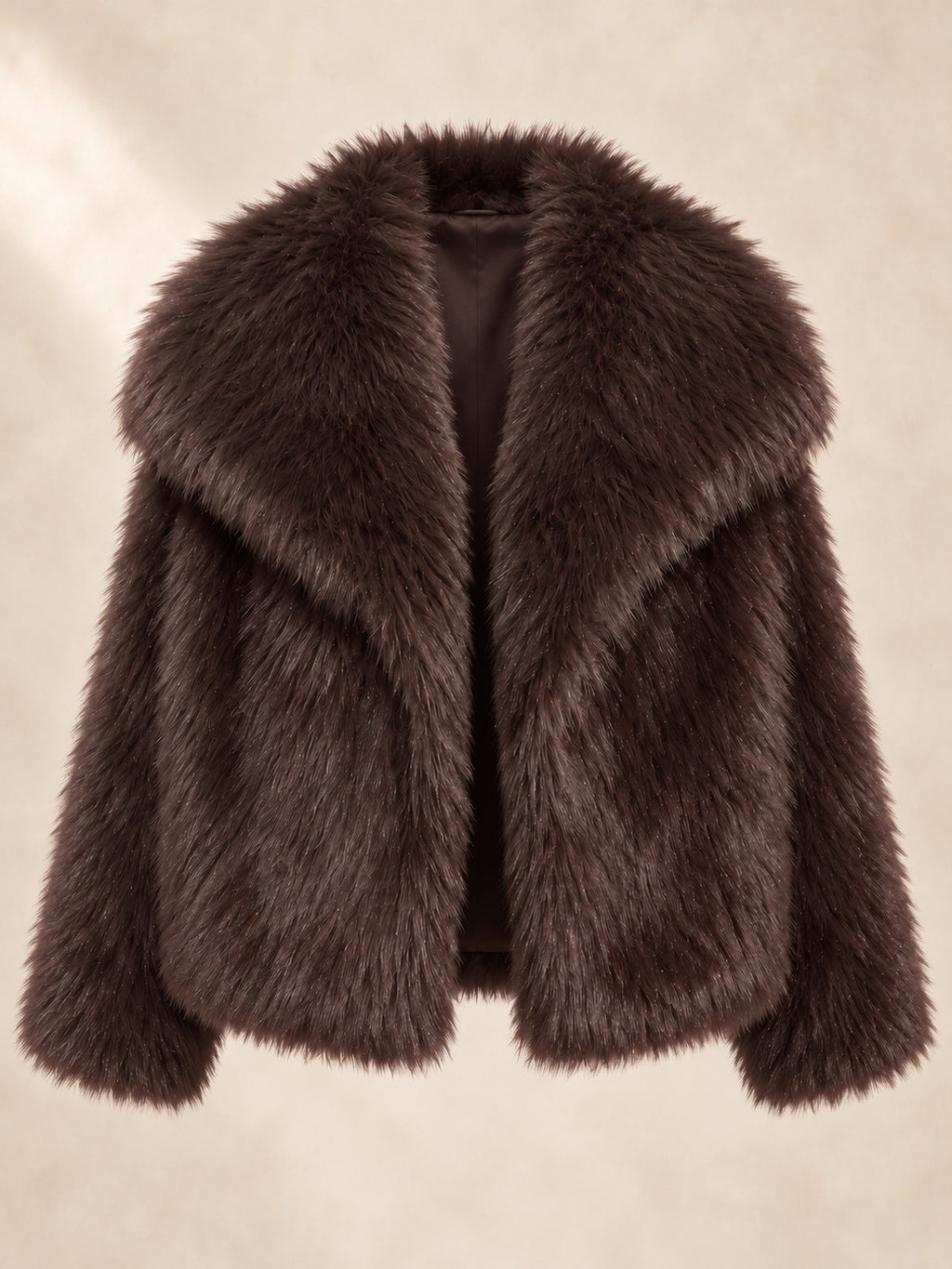 Cropped Faux Fur Jacket in Dark Brown, product only