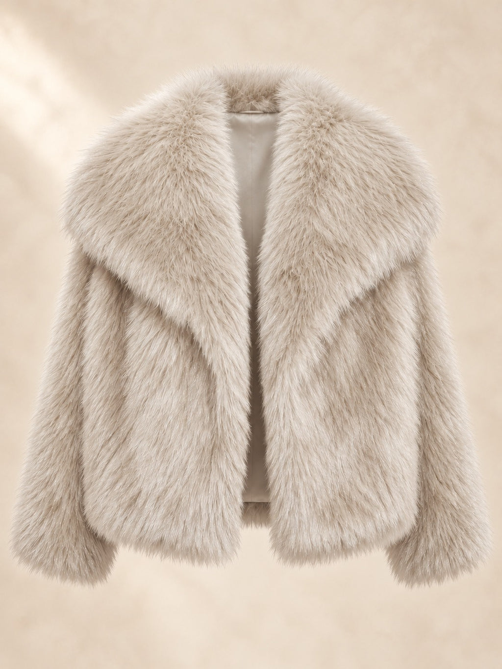 Cropped Faux Fur Jacket in Off-White, product only