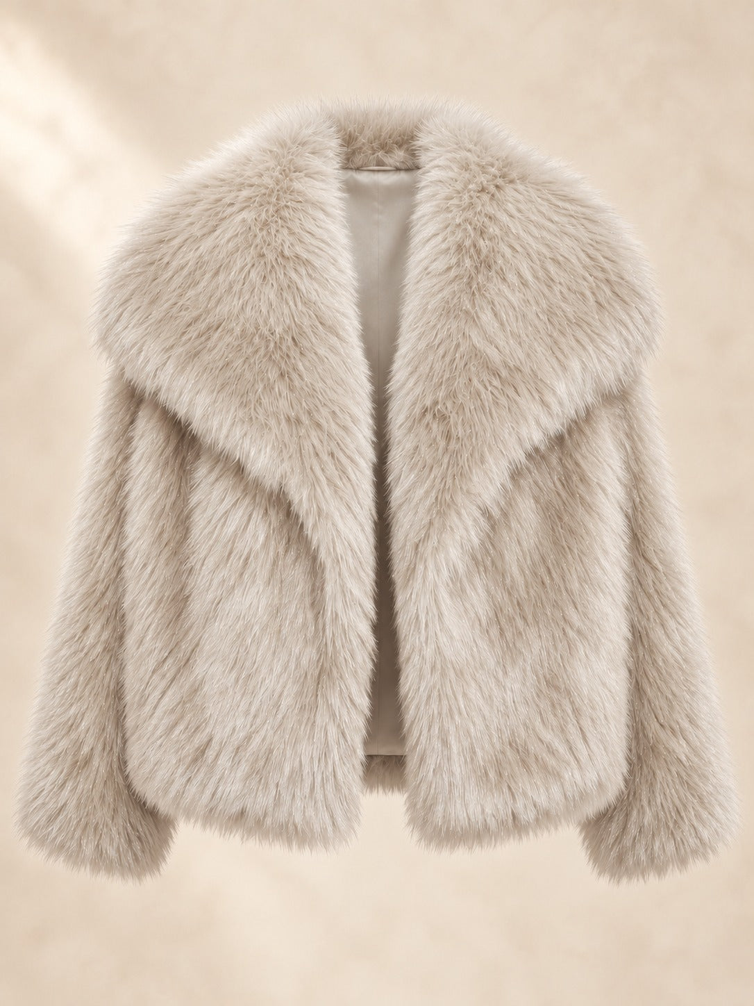 Cropped Faux Fur Jacket in Off-White, product only