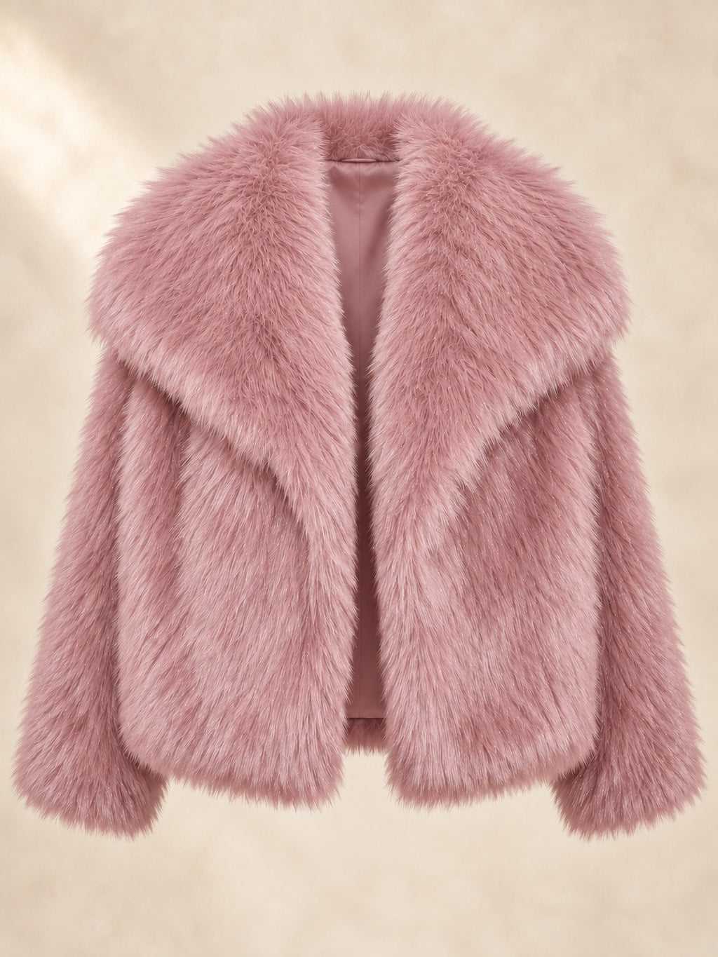 Cropped Faux Fur Jacket in Pink, product only