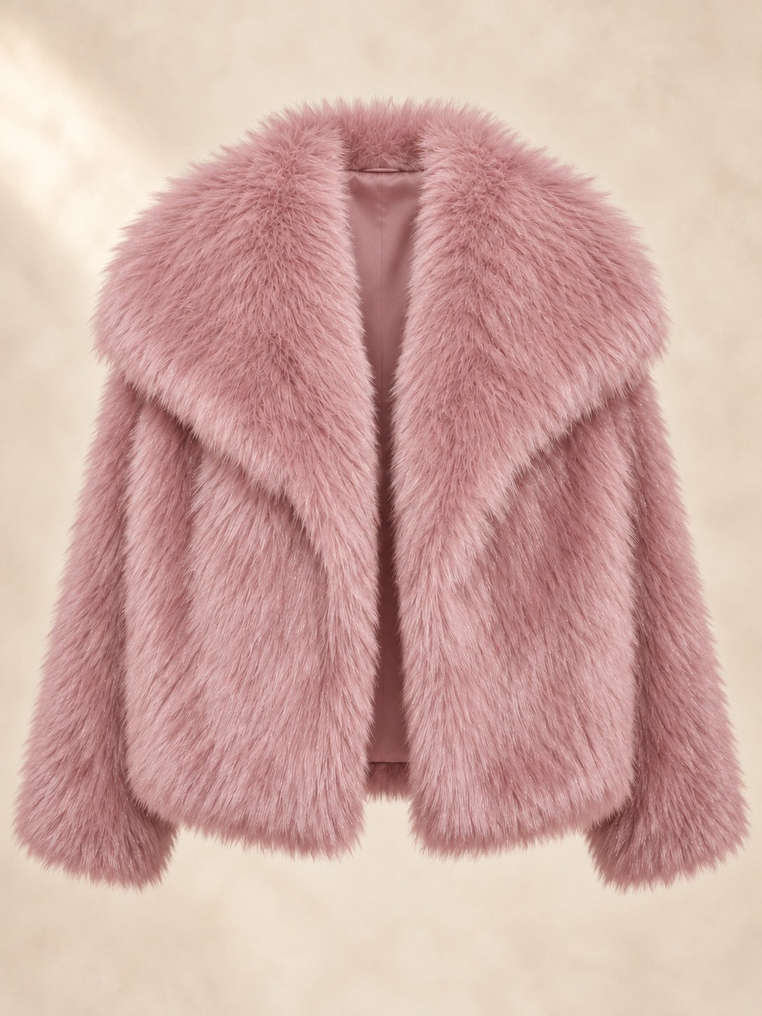 Cropped Faux Fur Jacket in Pink, product only