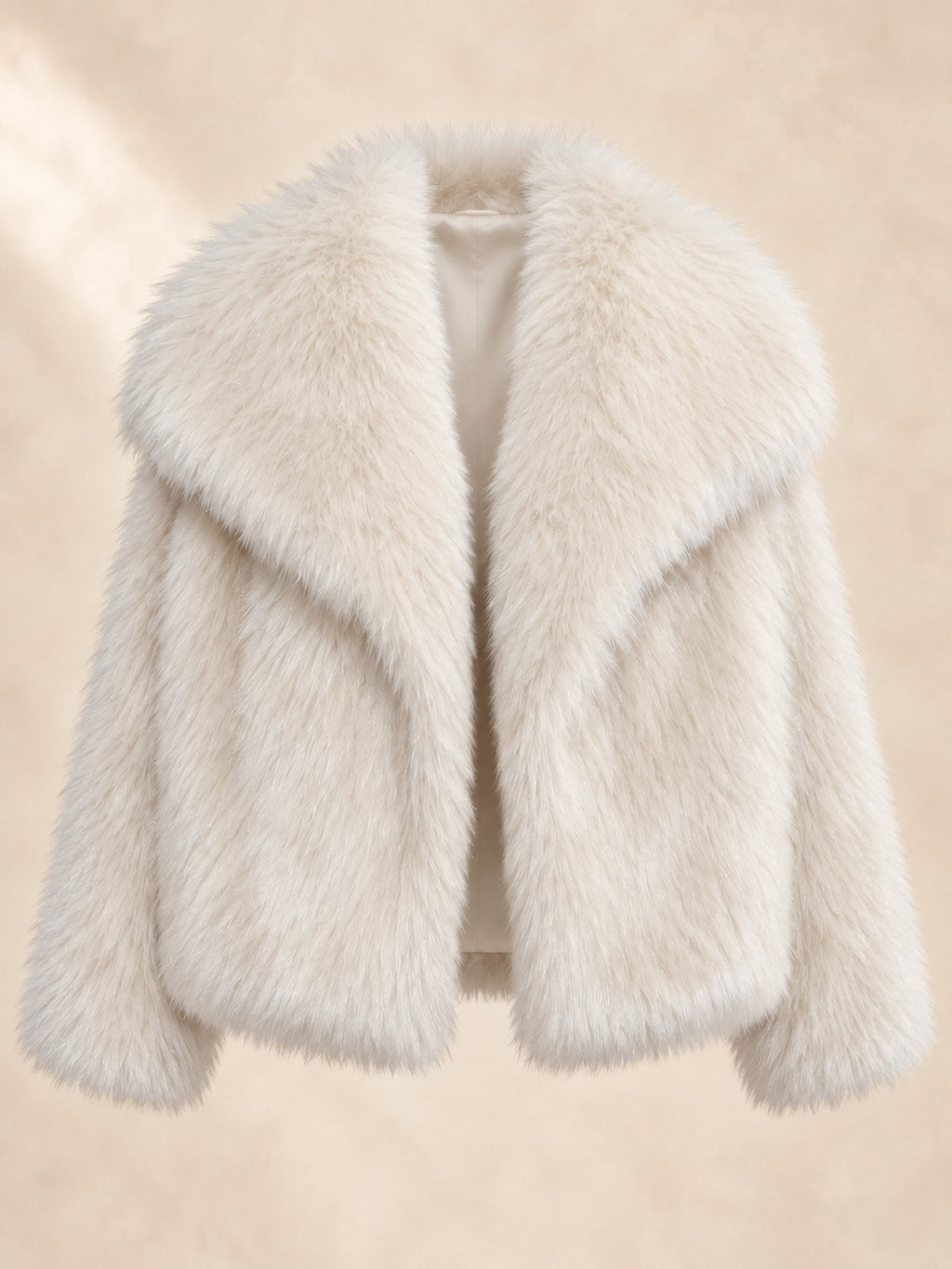 Cropped Faux Fur Jacket in White, product only