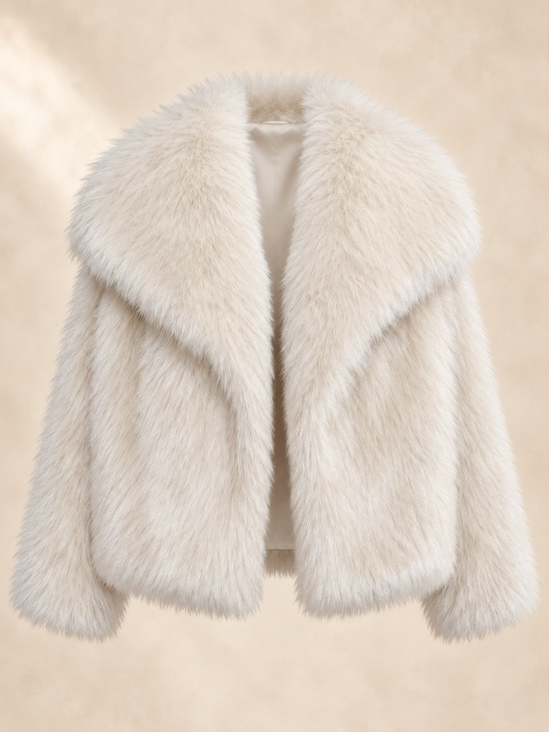 Cropped Faux Fur Jacket in White, product only