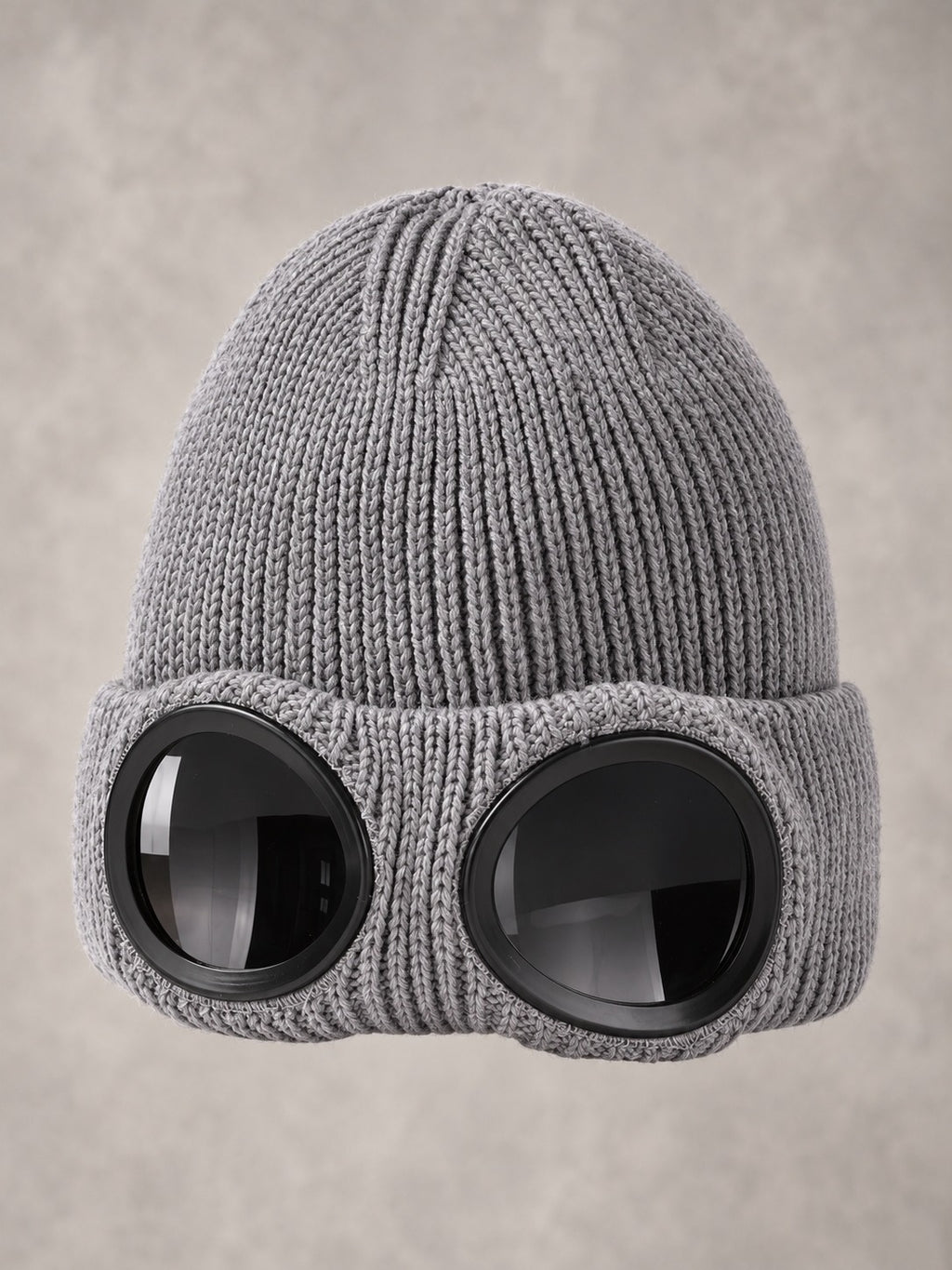 Ribbed Knit Beanie with Built-In Eyewear in Gray, product only